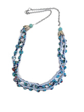 Load image into Gallery viewer, Mosaic Turquoise Bead Double Strand Crochet Necklace