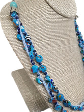 Load image into Gallery viewer, Mosaic Turquoise Bead Double Strand Crochet Necklace