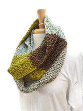 Load image into Gallery viewer, Olive Green and Brown Color Block Infinity Scarf