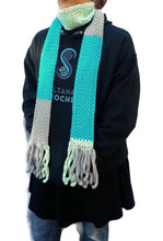 Load image into Gallery viewer, Turquoise Color Block Skinnee Scarf