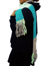 Load image into Gallery viewer, Turquoise Color Block Skinnee Scarf