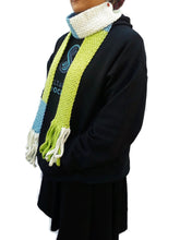 Load image into Gallery viewer, Lime Green/Blue/White Color Block Skinnee Scarf