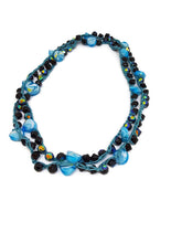 Load image into Gallery viewer, Turquoise Color and Dark Blue Glass Bead Infinity Crochet Necklace
