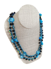Load image into Gallery viewer, Turquoise Color and Dark Blue Glass Bead Infinity Crochet Necklace