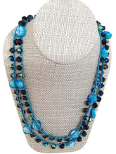 Load image into Gallery viewer, Turquoise Color and Dark Blue Glass Bead Infinity Crochet Necklace