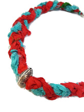 Load image into Gallery viewer, Multi-Color Recycled Sari Silk Ribbon Crochet Necklace