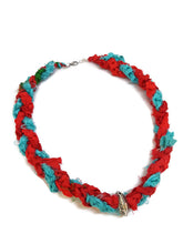 Load image into Gallery viewer, Multi-Color Recycled Sari Silk Ribbon Crochet Necklace