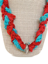 Load image into Gallery viewer, Multi-Color Recycled Sari Silk Ribbon Crochet Necklace