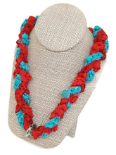 Load image into Gallery viewer, Multi-Color Recycled Sari Silk Ribbon Crochet Necklace