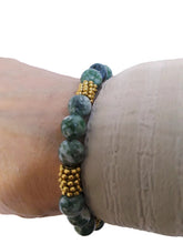 Load image into Gallery viewer, Green Mixed Ornamental Stone Bead Stretch Bracelet