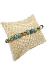 Load image into Gallery viewer, Green Mixed Ornamental Stone Bead Stretch Bracelet