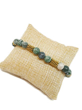 Load image into Gallery viewer, Green Mixed Ornamental Stone Bead Stretch Bracelet