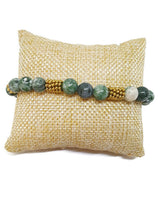 Load image into Gallery viewer, Green Mixed Ornamental Stone Bead Stretch Bracelet