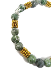 Load image into Gallery viewer, Green Mixed Ornamental Stone Bead Stretch Bracelet