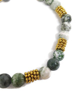 Load image into Gallery viewer, Green Mixed Ornamental Stone Bead Stretch Bracelet