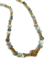 Load image into Gallery viewer, Green Mixed Ornamental Stone Bead Stretch Necklace
