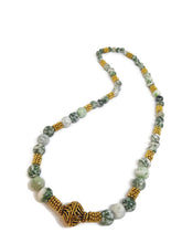 Load image into Gallery viewer, Green Mixed Ornamental Stone Bead Stretch Necklace