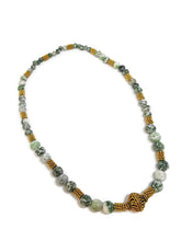 Load image into Gallery viewer, Green Mixed Ornamental Stone Bead Stretch Necklace