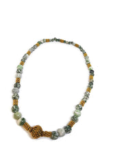 Load image into Gallery viewer, Green Mixed Ornamental Stone Bead Stretch Necklace