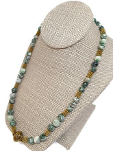 Load image into Gallery viewer, Green Mixed Ornamental Stone Bead Stretch Necklace
