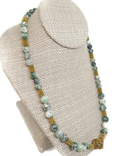 Load image into Gallery viewer, Green Mixed Ornamental Stone Bead Stretch Necklace