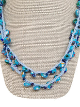 Load image into Gallery viewer, Mosaic Turquoise Bead Double Strand Crochet Necklace