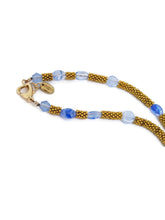 Load image into Gallery viewer, Light Blue Czech Glass and Gold Tone Spacer Bead Necklace