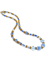Load image into Gallery viewer, Light Blue Czech Glass and Gold Tone Spacer Bead Necklace