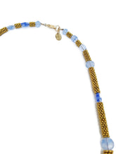 Load image into Gallery viewer, Light Blue Czech Glass and Gold Tone Spacer Bead Necklace