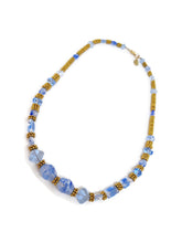 Load image into Gallery viewer, Light Blue Czech Glass and Gold Tone Spacer Bead Necklace