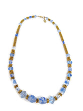 Load image into Gallery viewer, Light Blue Czech Glass and Gold Tone Spacer Bead Necklace