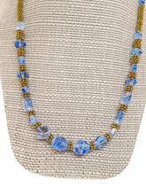 Load image into Gallery viewer, Light Blue Czech Glass and Gold Tone Spacer Bead Necklace