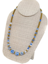 Load image into Gallery viewer, Light Blue Czech Glass and Gold Tone Spacer Bead Necklace