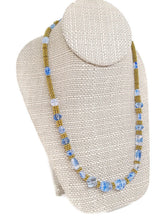 Load image into Gallery viewer, Light Blue Czech Glass and Gold Tone Spacer Bead Necklace
