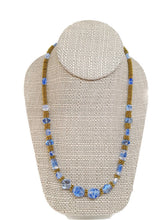 Load image into Gallery viewer, Light Blue Czech Glass and Gold Tone Spacer Bead Necklace