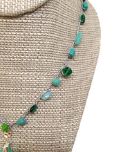 Load image into Gallery viewer, Multi-Color Green Czech Glass Bead Crochet Necklace with Leaf Shape Pendant