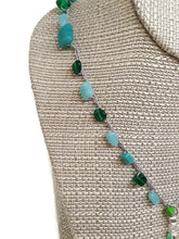 Load image into Gallery viewer, Multi-Color Green Czech Glass Bead Crochet Necklace with Leaf Shape Pendant