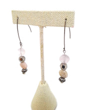 Load image into Gallery viewer, Multi-Color Beryl Faceted Flat Gemstone Bead Earrings with Silver Tone Hematine Beads