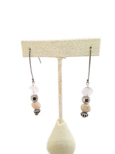 Load image into Gallery viewer, Multi-Color Beryl Faceted Flat Gemstone Bead Earrings with Silver Tone Hematine Beads