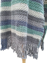 Load image into Gallery viewer, Hydrangea Color Stripe Boat Neck Poncho