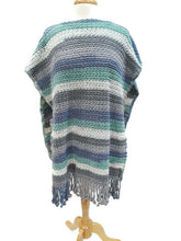 Load image into Gallery viewer, Hydrangea Color Stripe Boat Neck Poncho