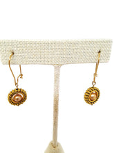 Load image into Gallery viewer, Champagne Color Fresh Water Pearl Earrings in Gold Tone Bead Frames (1 Tier)