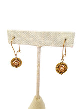 Load image into Gallery viewer, Champagne Color Fresh Water Pearl Earrings in Gold Tone Bead Frames (1 Tier)
