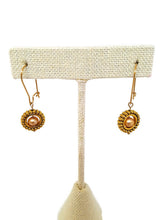 Load image into Gallery viewer, Champagne Color Fresh Water Pearl Earrings in Gold Tone Bead Frames (1 Tier)