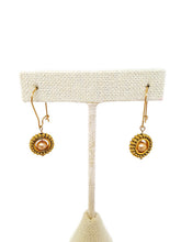 Load image into Gallery viewer, Champagne Color Fresh Water Pearl Earrings in Gold Tone Bead Frames (1 Tier)