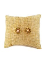 Load image into Gallery viewer, Champagne Color Fresh Water Pearl Earrings in Gold Tone Bead Frames