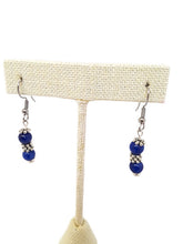 Load image into Gallery viewer, Sapphire Blue Calcite Earrings with Silver Tone Spacer Beads