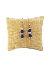 Load image into Gallery viewer, Sapphire Blue Calcite Earrings with Silver Tone Spacer Beads