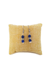 Load image into Gallery viewer, Sapphire Blue Calcite Earrings with Silver Tone Spacer Beads