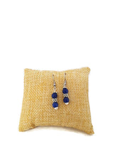 Load image into Gallery viewer, Sapphire Blue Calcite Earrings with Silver Tone Spacer Beads